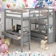 preview thumbnail 11 of 16, Modern Twin Size Loft Bed With Built-in Desk With Two Drawers And Storage Shelves And Drawers,For Bedroom