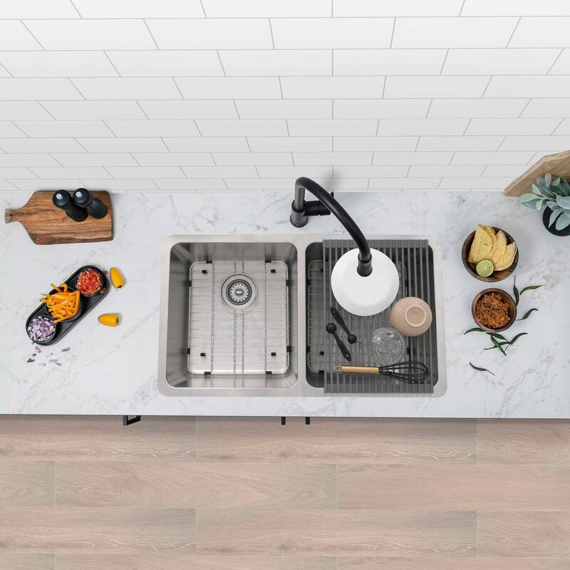 Maxi Dual Mount 32" Double-Bowl Stainless Steel Kitchen Sink C233 - 32" x 18" x 9"