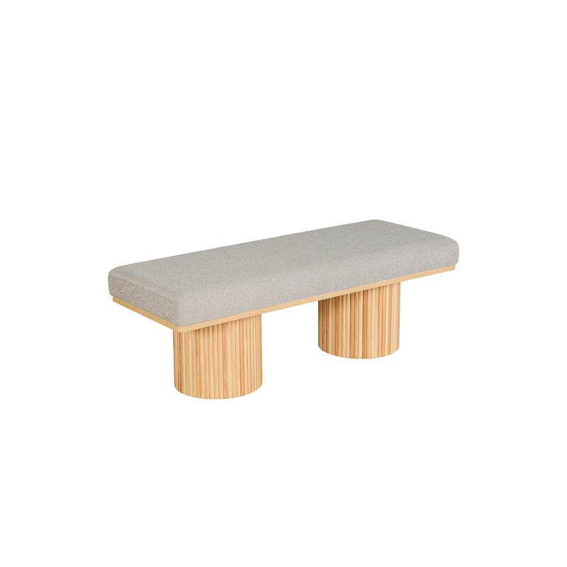 Comfortable Upholstered Seat with Cylindrical Wood Legs, Bedroom End of Bed Bench, Entry Footrest Bench Accent Bench