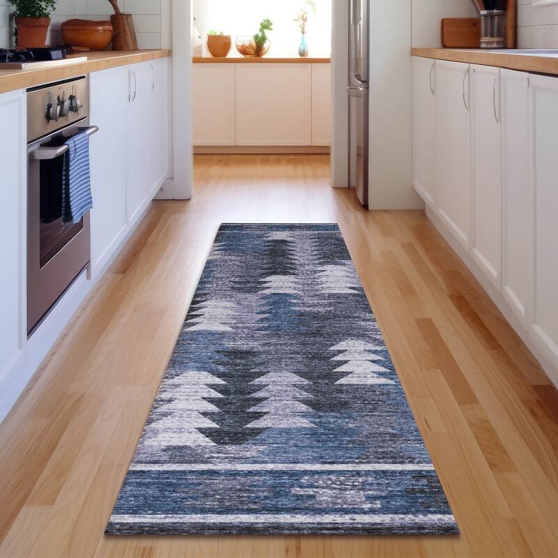 Premium Washable Super Soft Boho Global Mayfield Rug - Blue - 2' 3" x 7' 6" - Runner