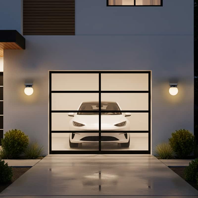 C Cattleya 2-Pack Black Solar Outdoor Wall Sconce with Globe Shade