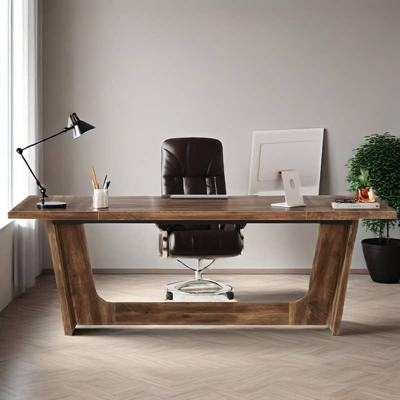 Executive Desk with MDF Construction Spacious Workstation for Home Office and Study
