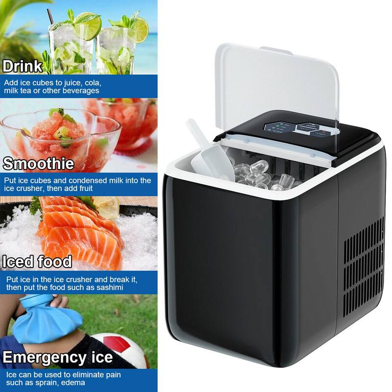 SUGIFT Black 44 lbs Portable Countertop Ice Maker Machine with Scoop