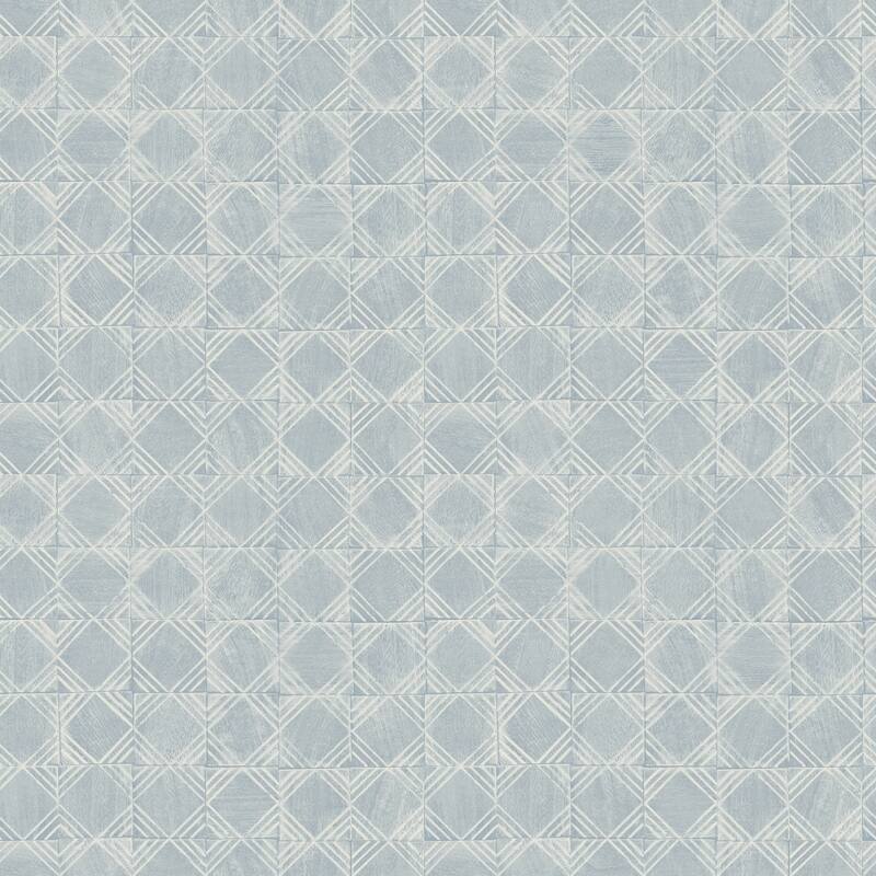 Chesapeake Button Block Blue Geometric Wallpaper