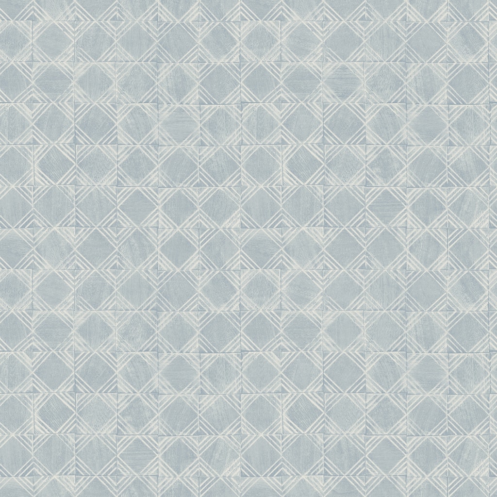 Chesapeake Button Block Blue Geometric Wallpaper