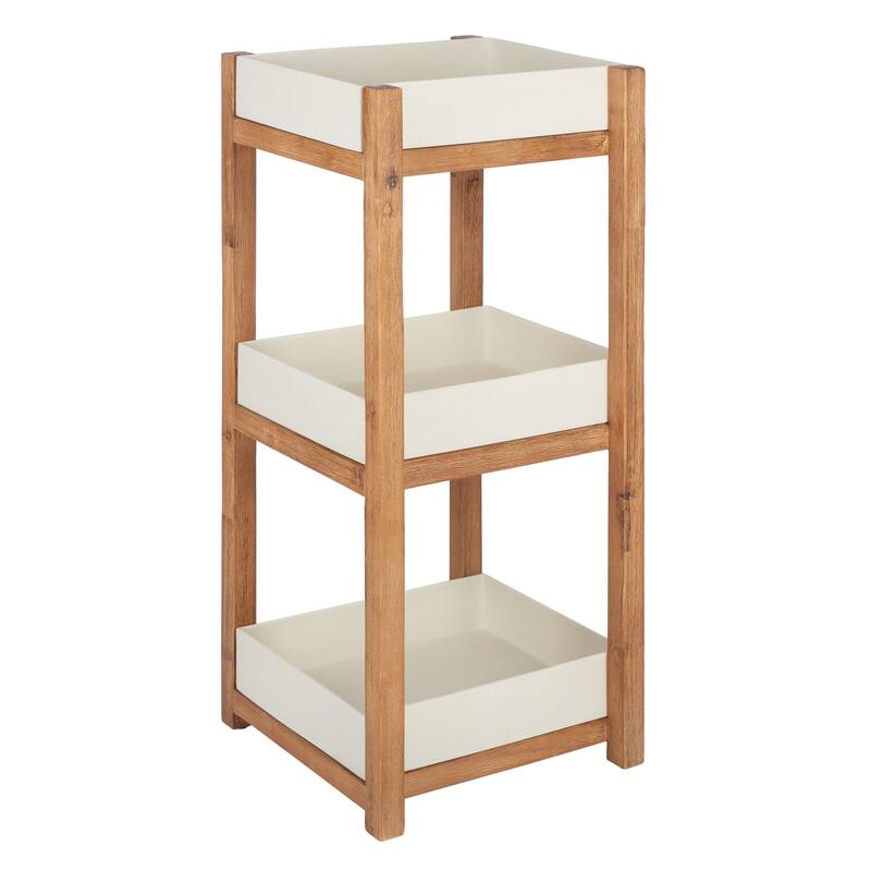 SAFAVIEH Outdoor Madyson 3-Tier Storage Shelf - 15.7" W x 15.7" L x 38.1" H - 15.7" W x 15.7" L x 38.1" H - 16Wx16Dx38H