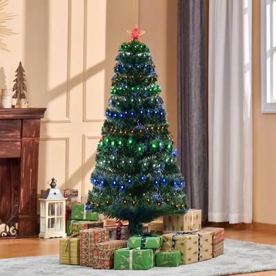 HOMCOM 5 ft. Artificial Prelit Christmas Tree with Stand