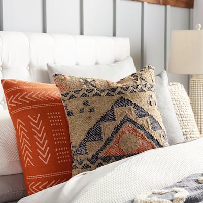 Jazmine Global Geometric Natural Fibers Throw Pillow