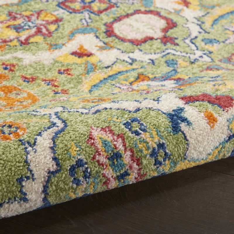 Gosu Power Loomed Geometric Floral Traditional Low Pile Area Rug By HomeRoots - 63' X '63' X '0.25