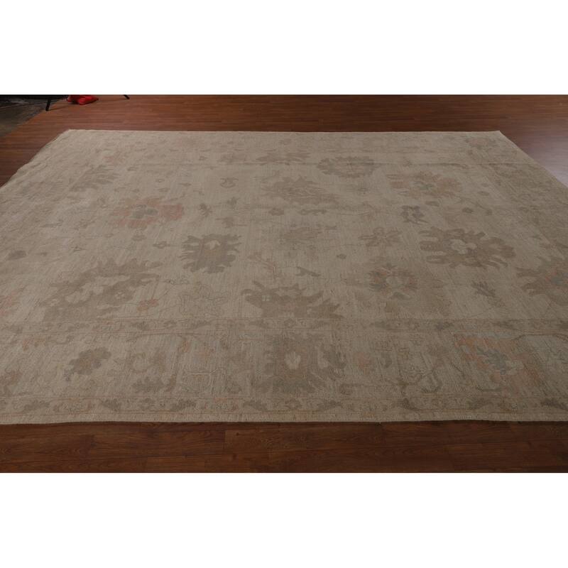 Earth Tone Vegetable Dye Oushak Area Rug Handmade Wool Carpet - 9'7"x 13'5"
