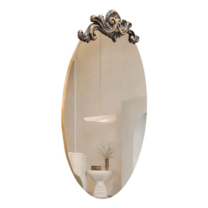 Vintage Baroque Oval Mirror Antique Brass Wall Mirror - Antique Bronze