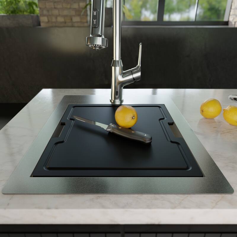 Matrix 17" Top Mount Workstation 16 Gauge Single Bowl Stainless Steel Sink with Accessories