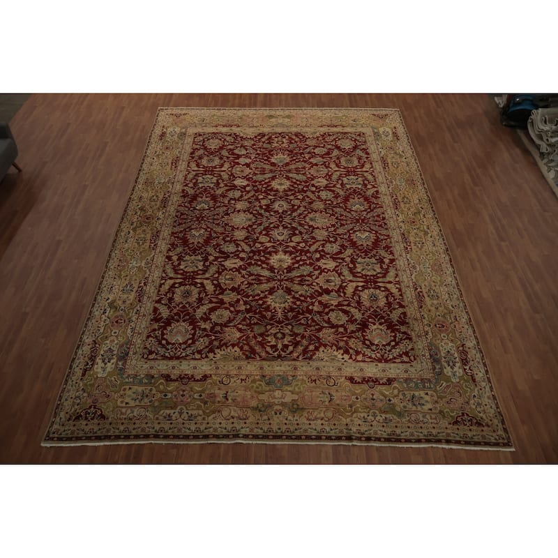 Hand Knotted Oriental 100% Wool Carpet Traditional Floral Red Agra Area Rug - 17' 1'' X 11' 10''