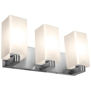 Access Lighting Archi - 3-Light Vanity - Brushed Steel Finish - Opal Glass Shade