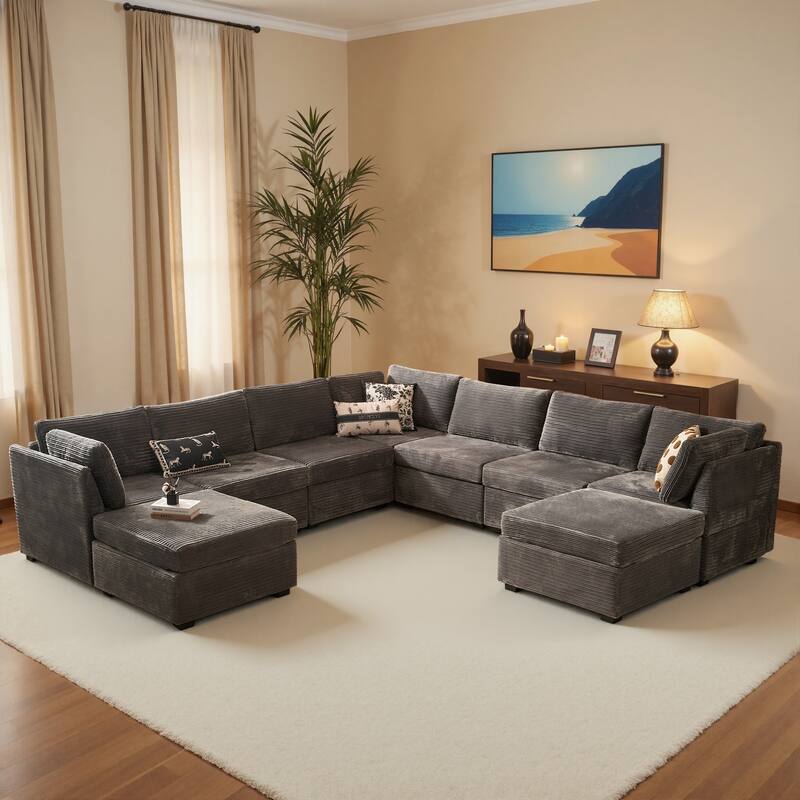 OVIOS Modern L-Shaped Fabric Sofa​