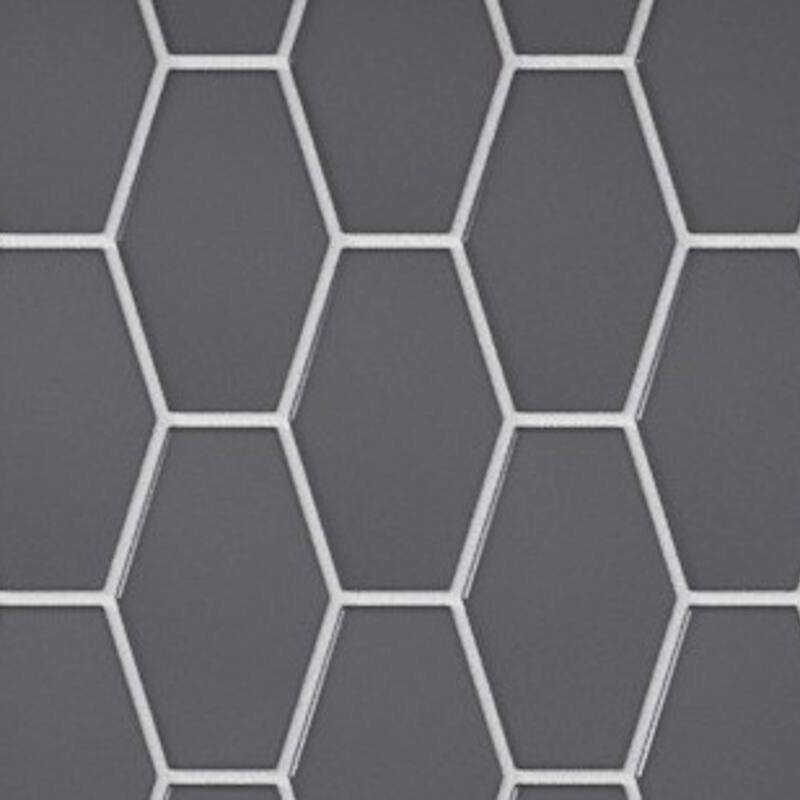 Long Hex 11 in. x 11 in. Glass Mesh-Mounted Mosaic Tile - Carbon Matte - 11 in. x 11 in.