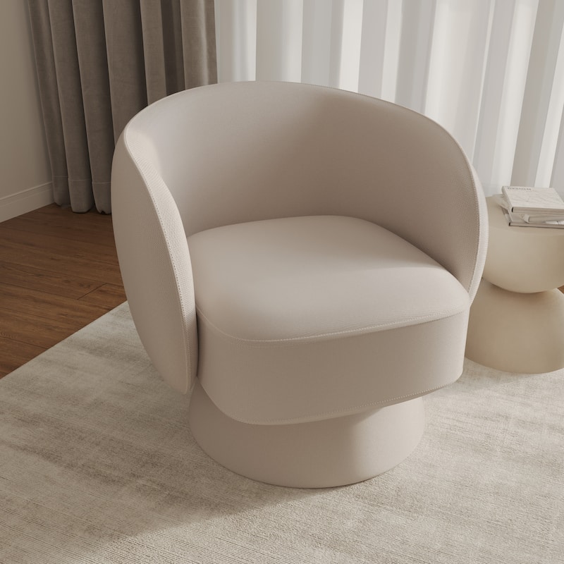 Raze 31" Swivel Accent Armchair Upholstered in Boucle/Velvet/Linen Fabric with Plush Cushioning and Solid Wood Support
