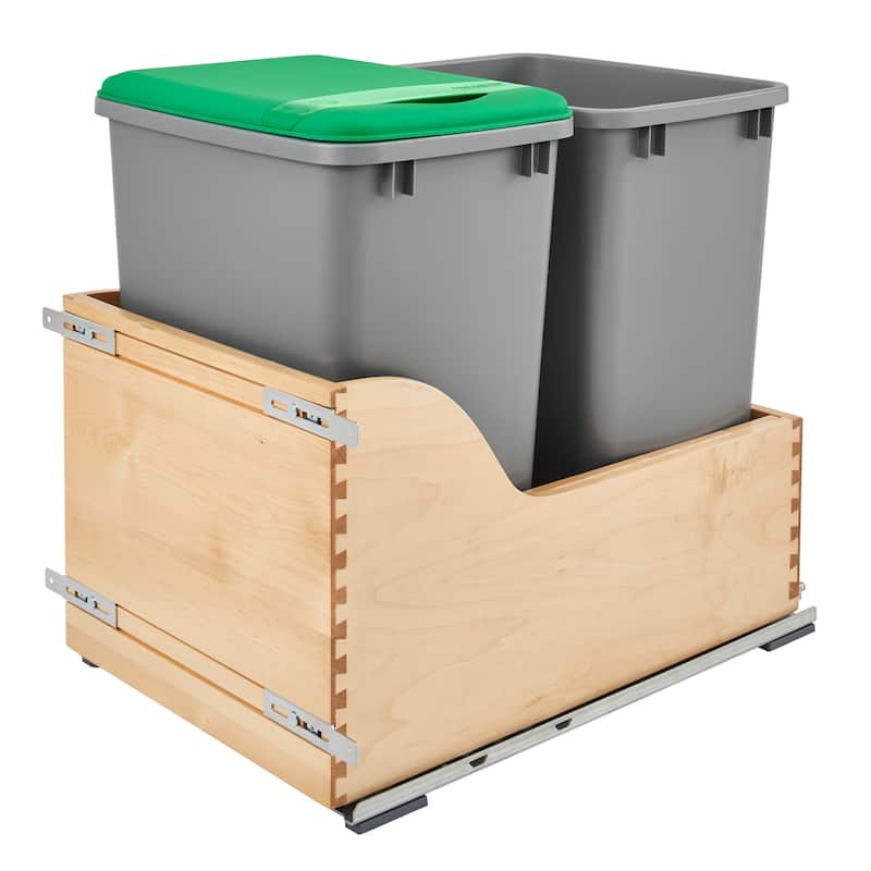 Double 35 Qrt Pull-Out Waste Container - 15"W x 21.75"D x 20.38"H