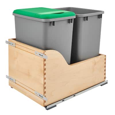 Double 35 Qrt Pull-Out Waste Container - 15"W x 21.75"D x 20.38"H