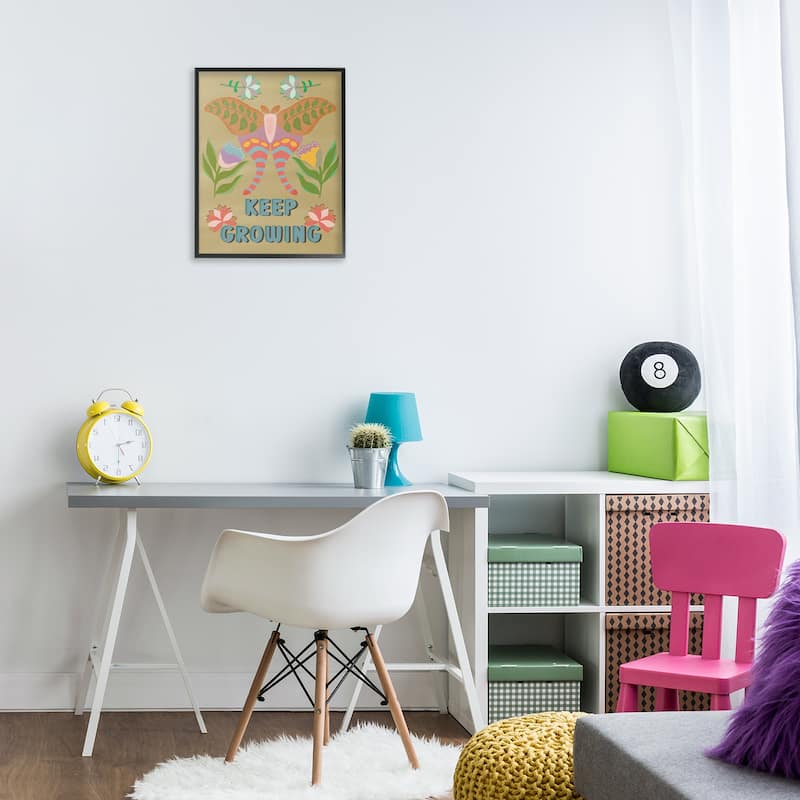 Stupell Keep Growing Butterfly Framed Giclee Art Design By Julia Fox