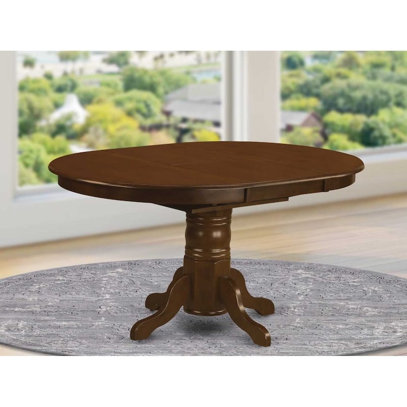 Oval 42x60 Inch Dining Table with Butterfly Leaf Extension and Pedestal Base in Buttermilk and Cherry Finish