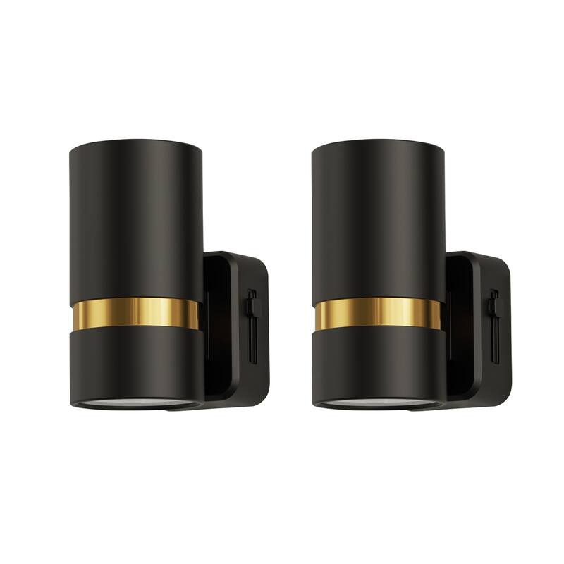 YANSUN 2-Pack Plug-in Motion Sensor Night Lights, Cylinder Design with Gold Belt