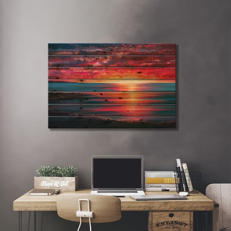 Seaside Print On Wood by Alena Aenami - Multi-Color