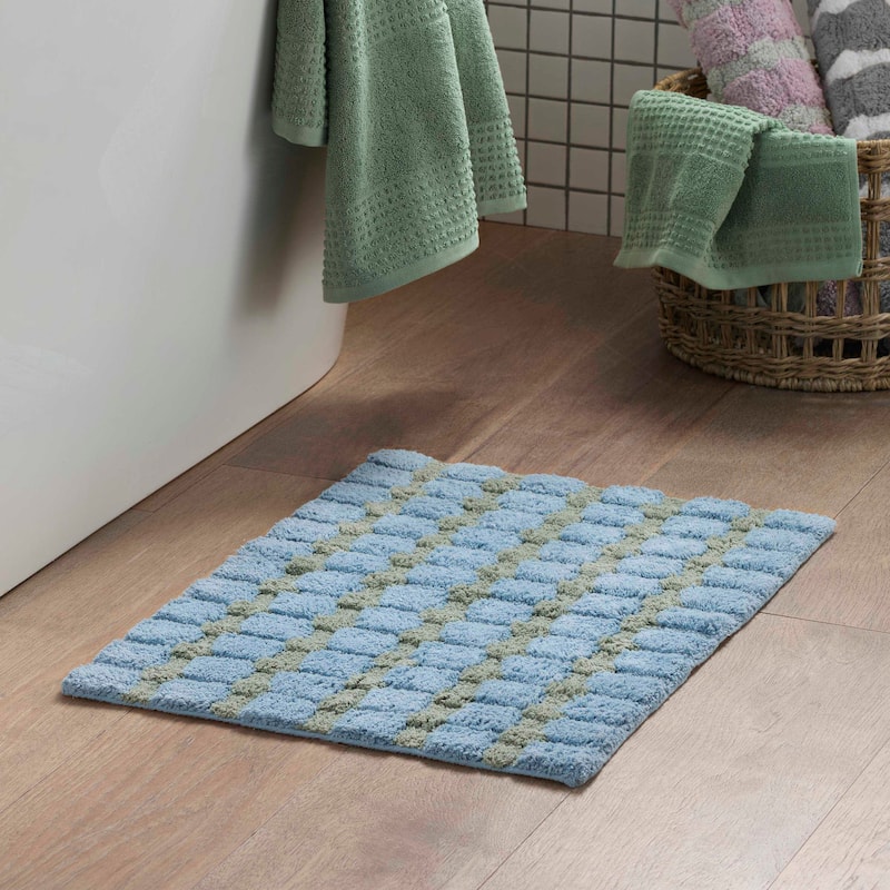 Martex Expression Sculpted Bath Rug Soft and Durable - 17 x 24 - Blue