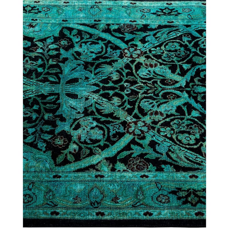 Overton Hand Knotted Wool Vintage Inspired Modern Contemporary Overdyed Blue Area Rug - 2' 7" x 4' 4"