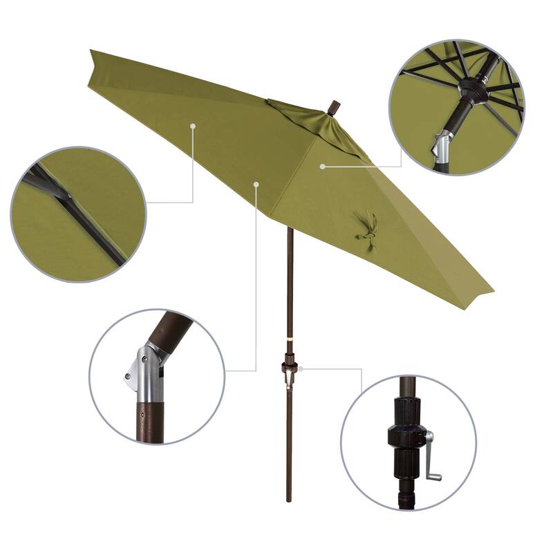 California Umbrella 9' Rd Golden State Series Patio Umbrella Bronze Aluminum Frame Crank Lift Collar Tilt Sunbrella