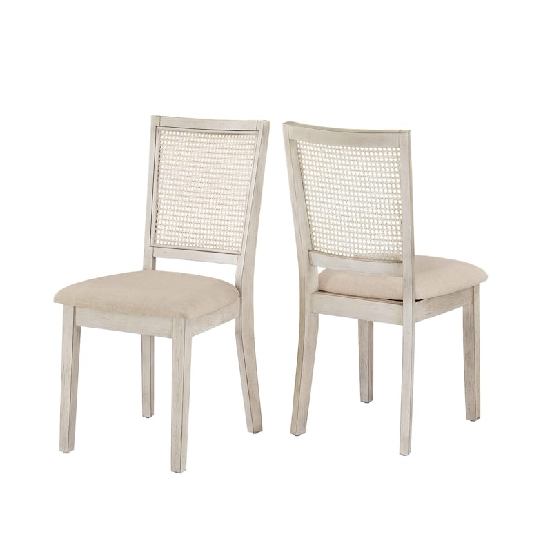 Eleanor Beige Linen Rattan Dining Chairs (Set of 2) by iNSPIRE Q Classic - Antique White