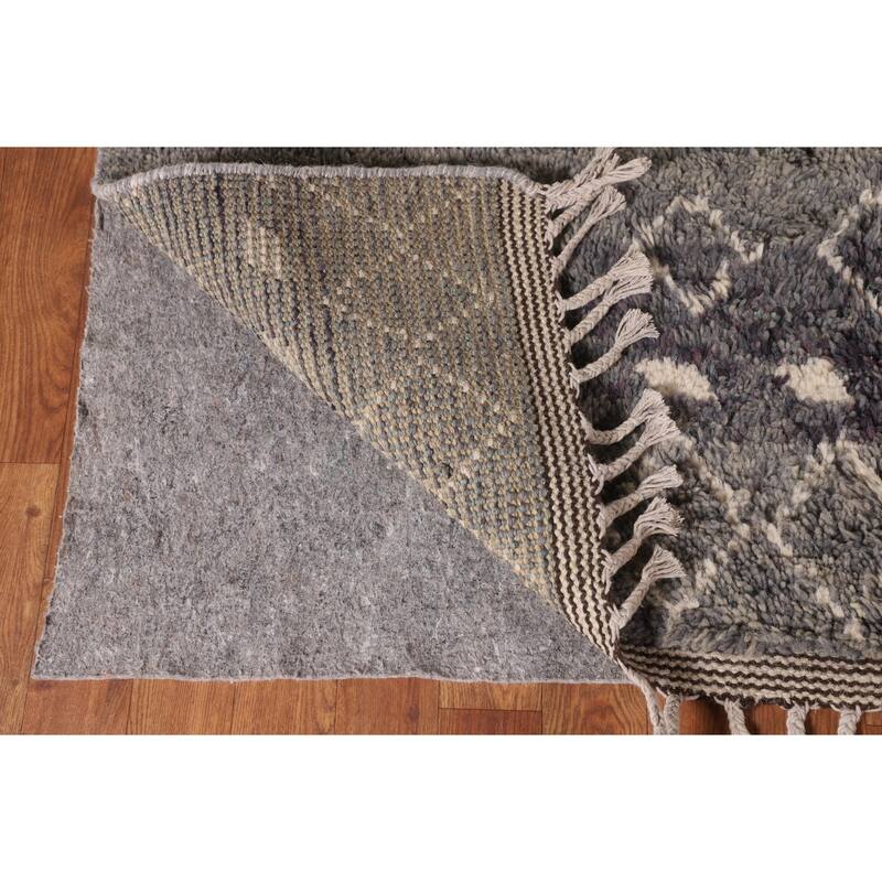 Tribal Gray Moroccan Oriental Area Rug Handmade Wool Carpet - 9'0" x 12'9"