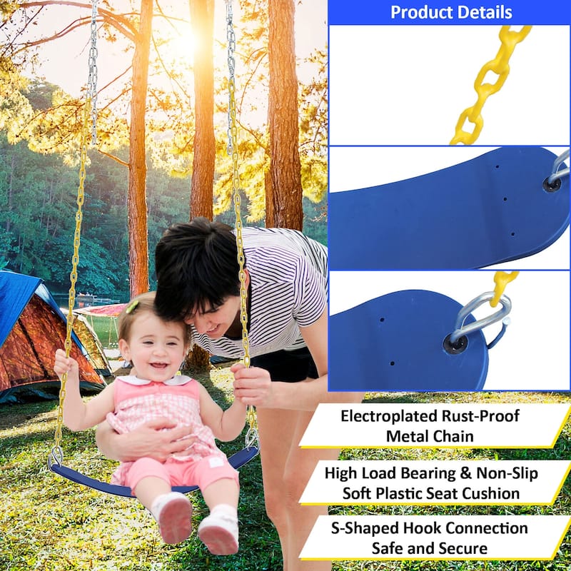 Roomfitters Indoor Outdoor Metal Swing Set with Safety Belt, Compact and Secure Backyard Fun, Multicolor