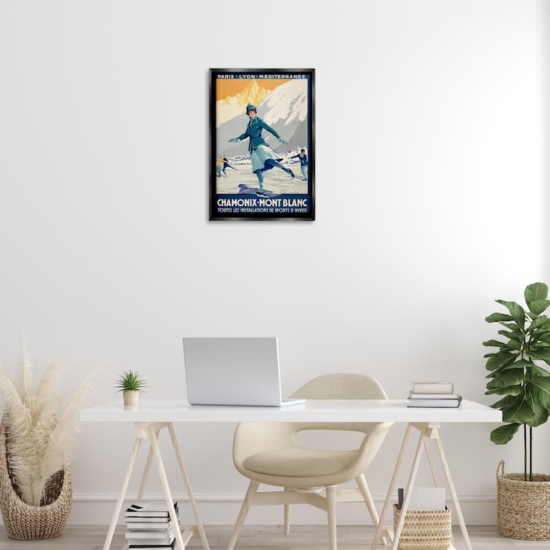 Stupell Vintage Ice Skating Advertisement Framed Floater Canvas Wall Art Design By Marcus Jules