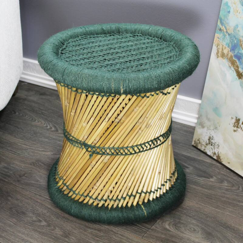 Natural Geo Moray Decorative Handwoven Jute Accent Stool