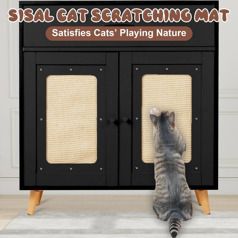 EROMMY Cat Litter Cabinet with Drawer - Hidden Litter Box Furniture with Ventilation and Scoop Slot