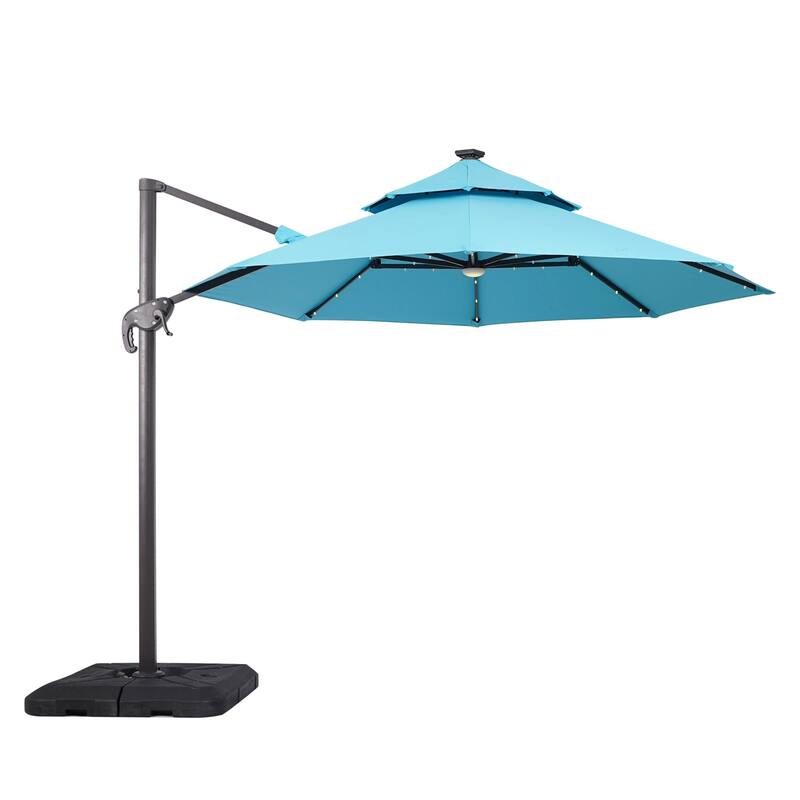 Furniture of America Spring 10-foot LED Steel Cantilever Offset Tilt Roma Umbrella - Teal (Umbrella Only)