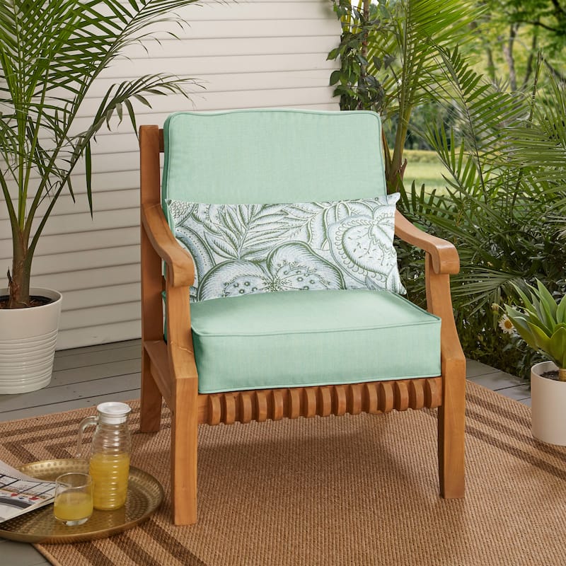 Sorra Home Oakley Sunbrella Solid Indoor/ Outdoor Corded Chair Cushion Set and Lumbar Pillow