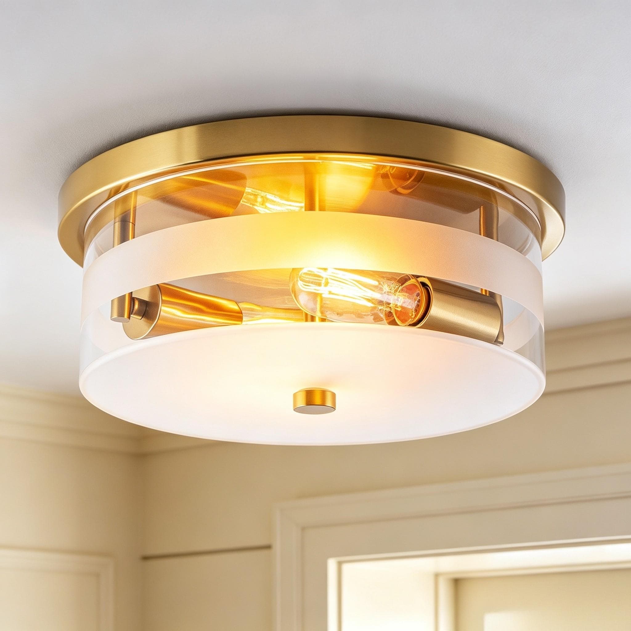 Rennnsan 2-Light Modern Glass Flush Mount Ceiling Light for Hallway - 2 Light