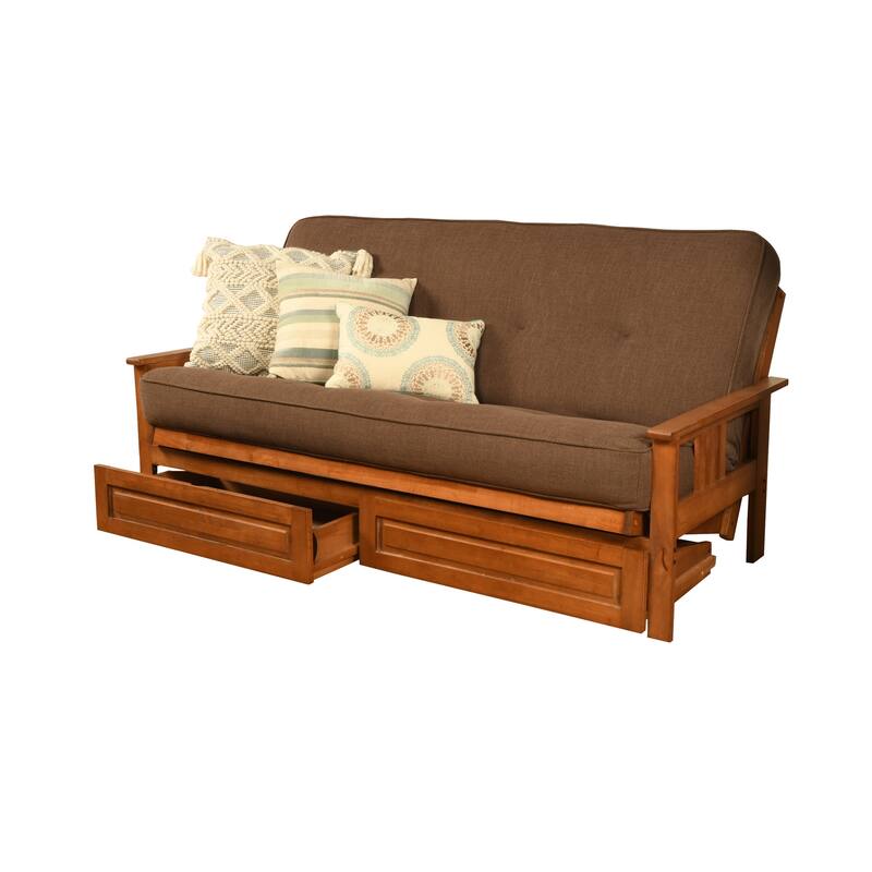 Porch & Den Dent Futon Set with Linen Mattress and Storage Drawers