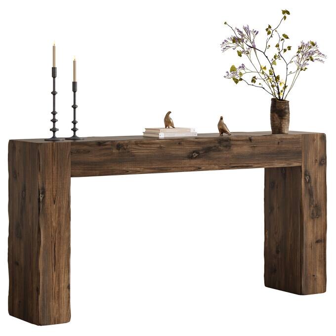 Solid Wood Console Table, 63-inch Farmhouse Entryway Table
