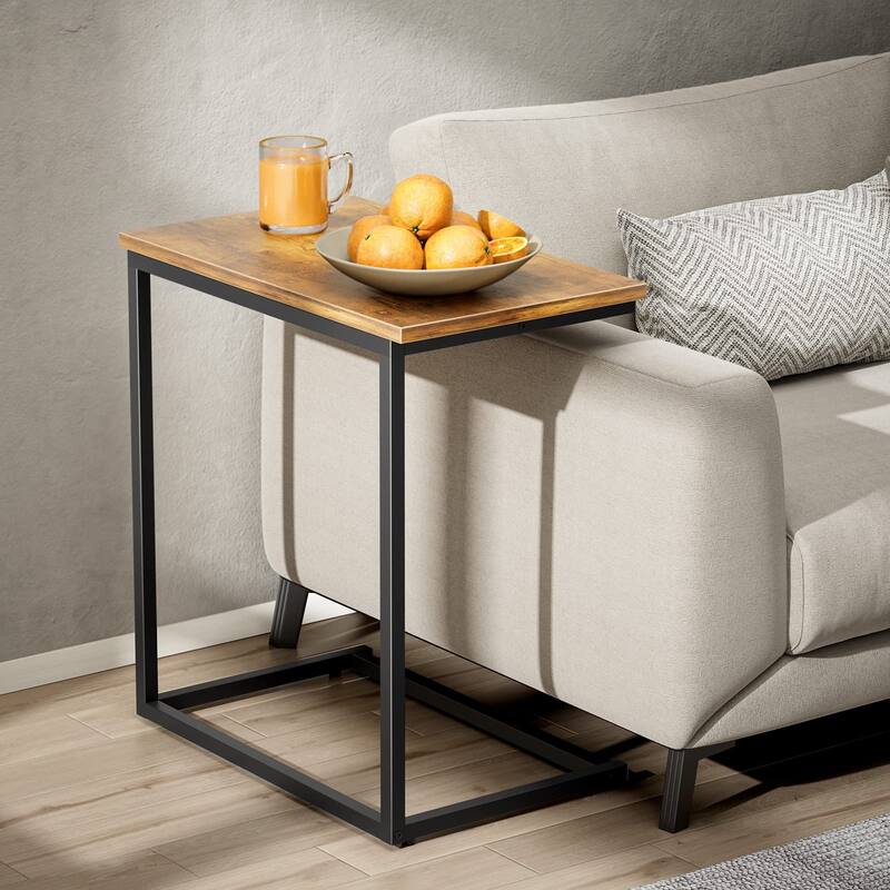 C Shaped End Table 27 inches High, Side Table for Couch Slide Under, C Table Sofa Side End Table for Living Room