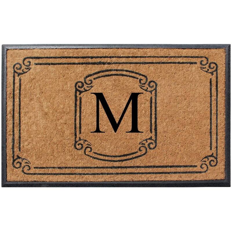 A1HC Natural Coir Monogrammed Door Mat For Front Door, 30"x48" - M