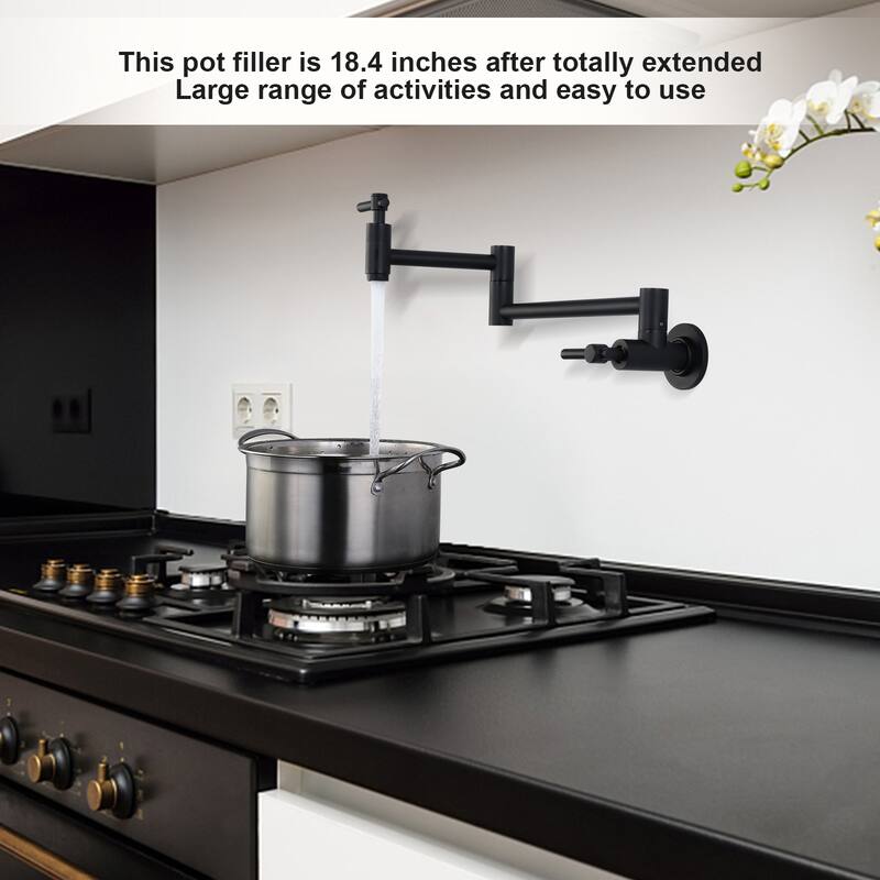 WOWOW Wall Mount Double Handle Pot Filler Faucet