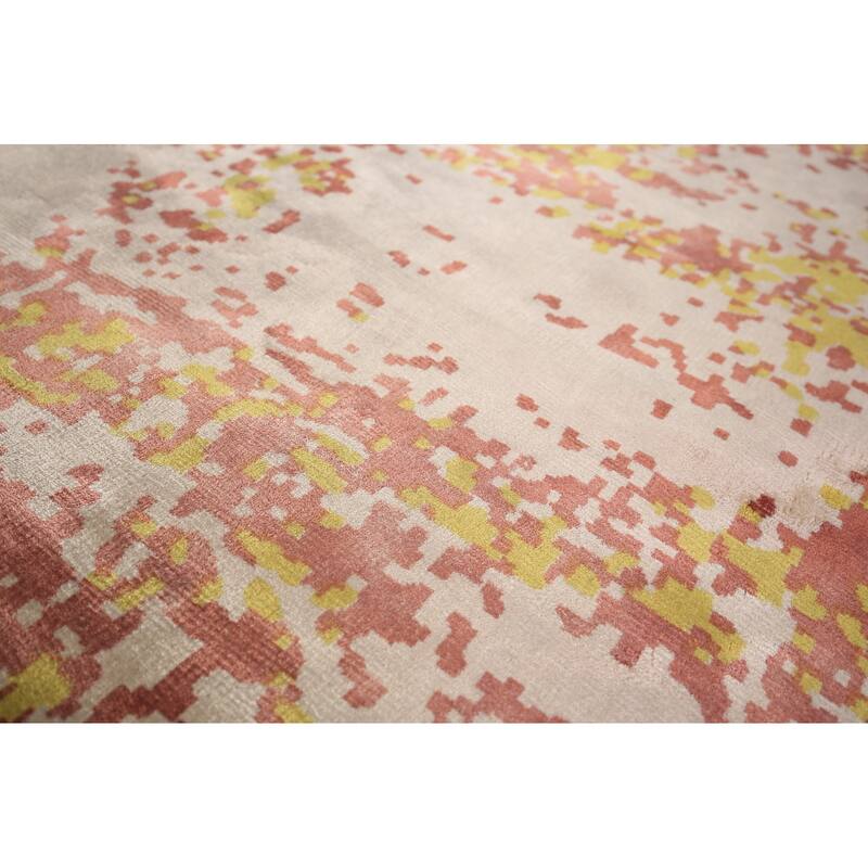 Contemporary Abstract Indian Square Rug Handmade Wool Carpet - 8'0" x 8'1"