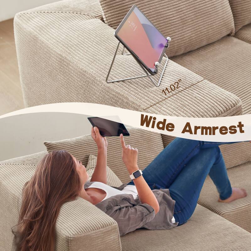 OVIOS Pit Stripes No Assembly Required Chaise Sofa