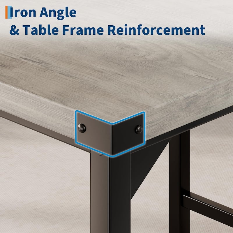 Dining Table Set for 4 w/Footrest & Corner Protector, 5-Piece Kitchen Table Set