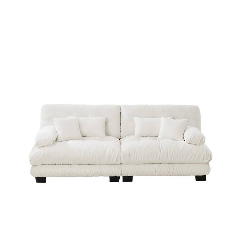 Oversized Modular Sectional Sofa, Chenille Deep Seat 2-Seater Sofa, Upholstered Cloud Couch with Lumbar Pillows & Throw Pillows