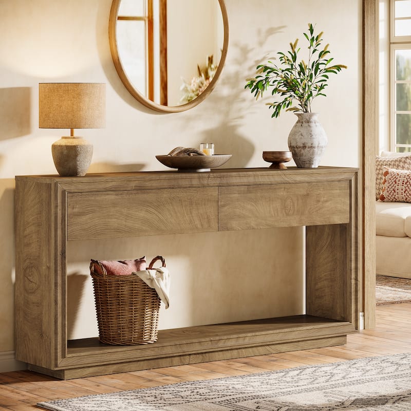 63" Farmhouse Entryway Table with Storage for Living Room