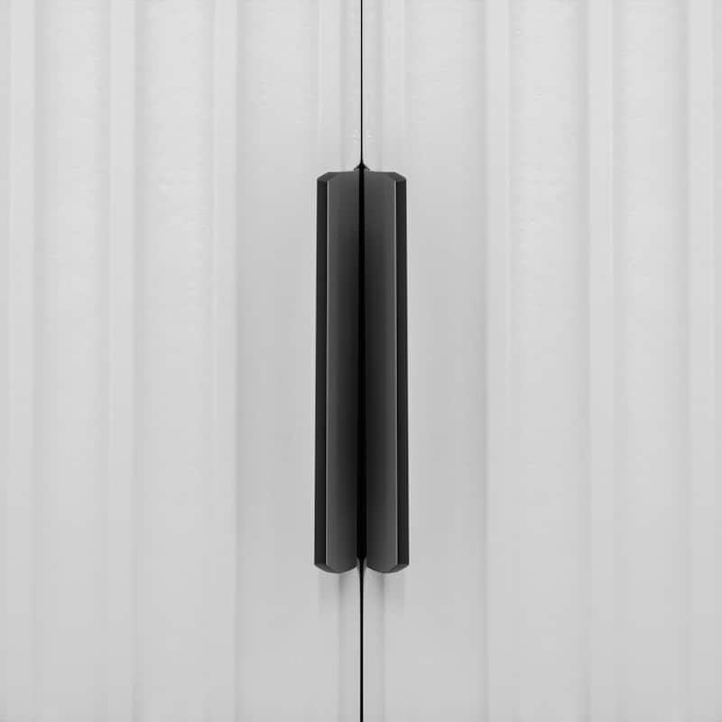 Fluted Kitchen Island with Drop Leaf, Mobile Kitchen Island on Locking Wheels, Rolling Kitchen Cart with Towel Rack